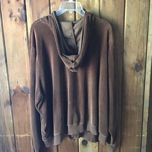 Venezia Jeans Velour Velvet Hoodie  26/ 28 Brown Jacket Pockets Zip Sporty - Picture 5 of 8